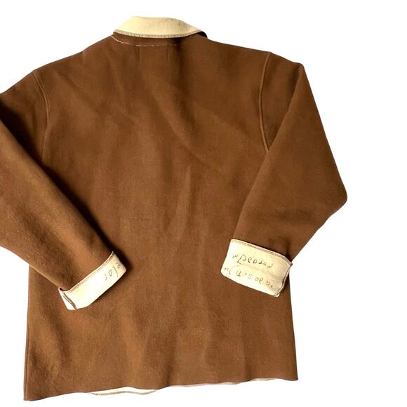 Chico’s Wool Blend Button Jacket Hieroglyphic Print Lining Brown Size 1 (M) - Picture 4 of 12